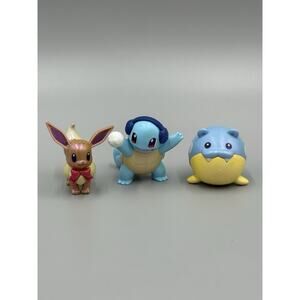 Pokemon Small Action Figures Lot Of 3 Squirtle W/ Snowball, Spheal, Eevee